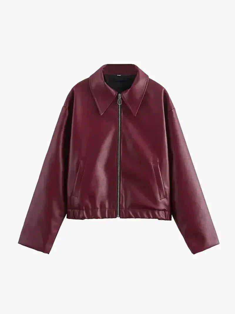 Caterina – Krój oversize – Kurtka skórzana-15216337027397-Róża Kwiatowa