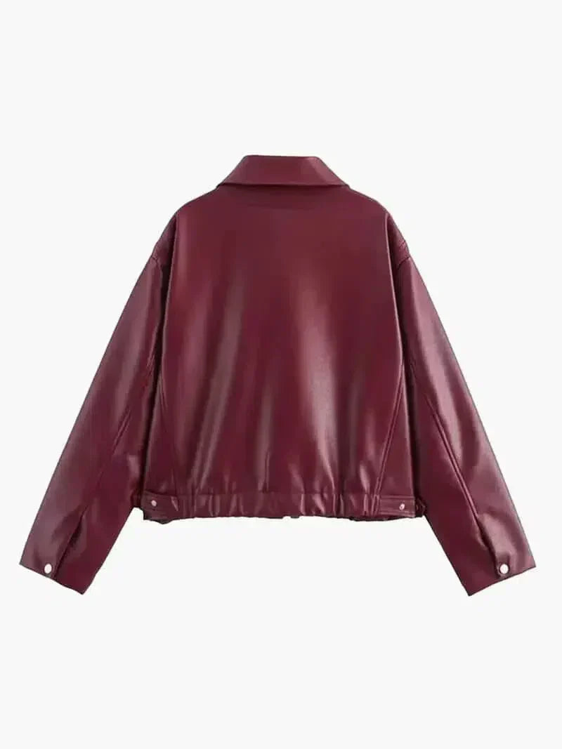Caterina – Krój oversize – Kurtka skórzana-15216337027397-Róża Kwiatowa