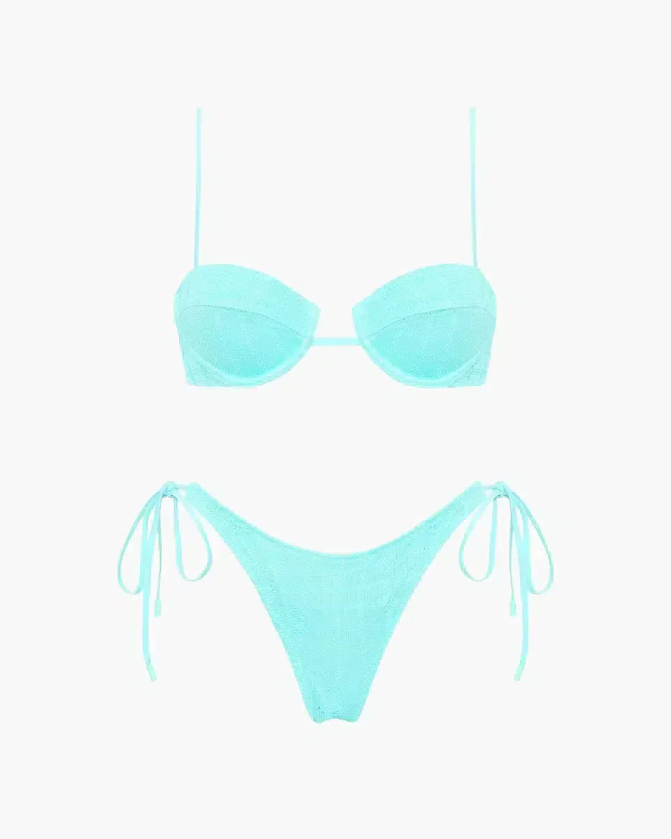 Ilona – Majtki z wiązaniem – Teksturowany zestaw bikini inspirowany Javą-15216319529285-Róża Kwiatowa