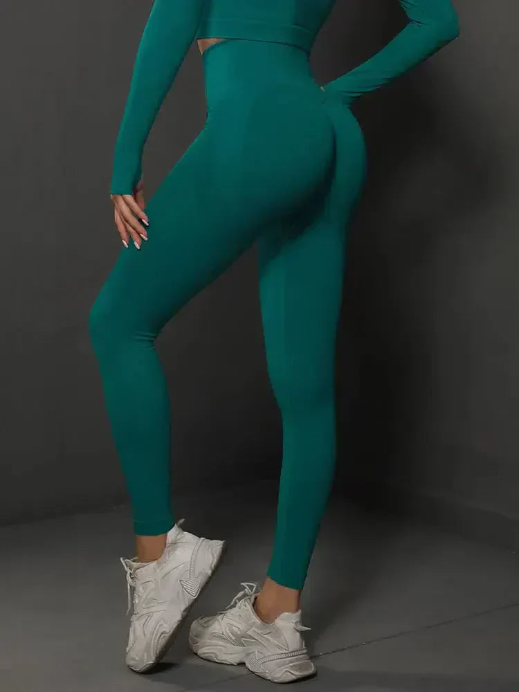Nicoletta – Bezszwowa konstrukcja – Eleganckie legginsy do ćwiczeń-15216386867525-Róża Kwiatowa