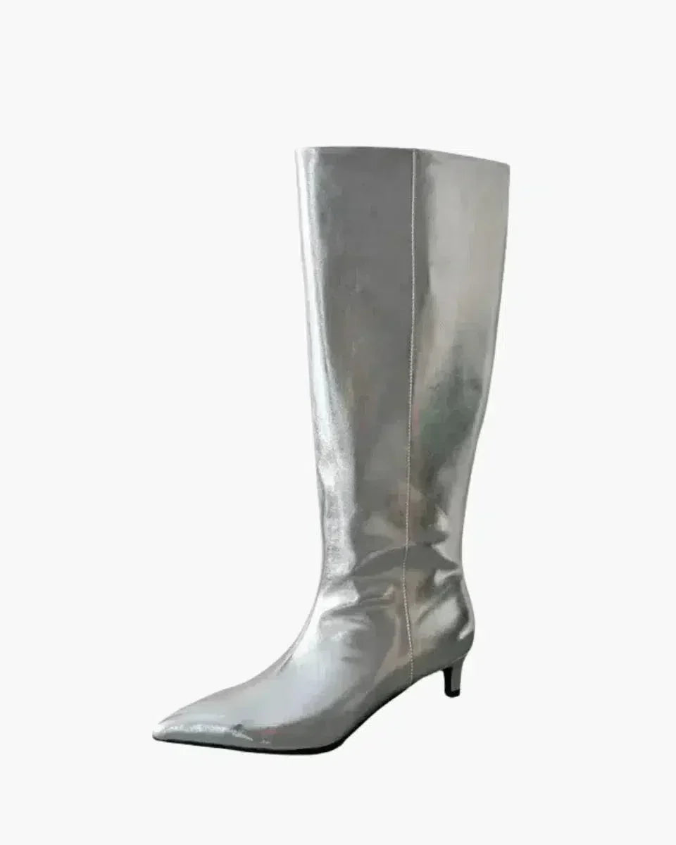 Tiziana – Obcas typu kitten heel – Kozaki do kolan-15216250454341-Róża Kwiatowa